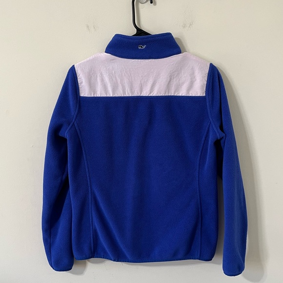 Vineyard Vines Blue Pink Stripe Detail Pullover Fleece Quarter Zip Sweatshirt XS - Picture 7 of 10